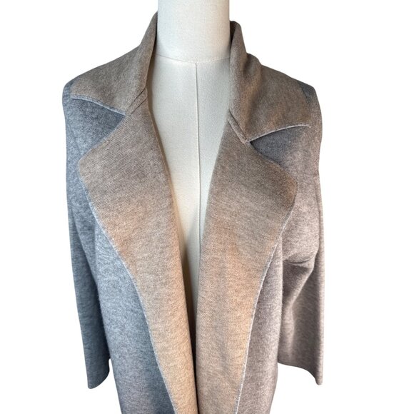 ZARA Knit Open Front Small Cardigan Coat Gray & Beige Viscose Blend Womens - Picture 2 of 12